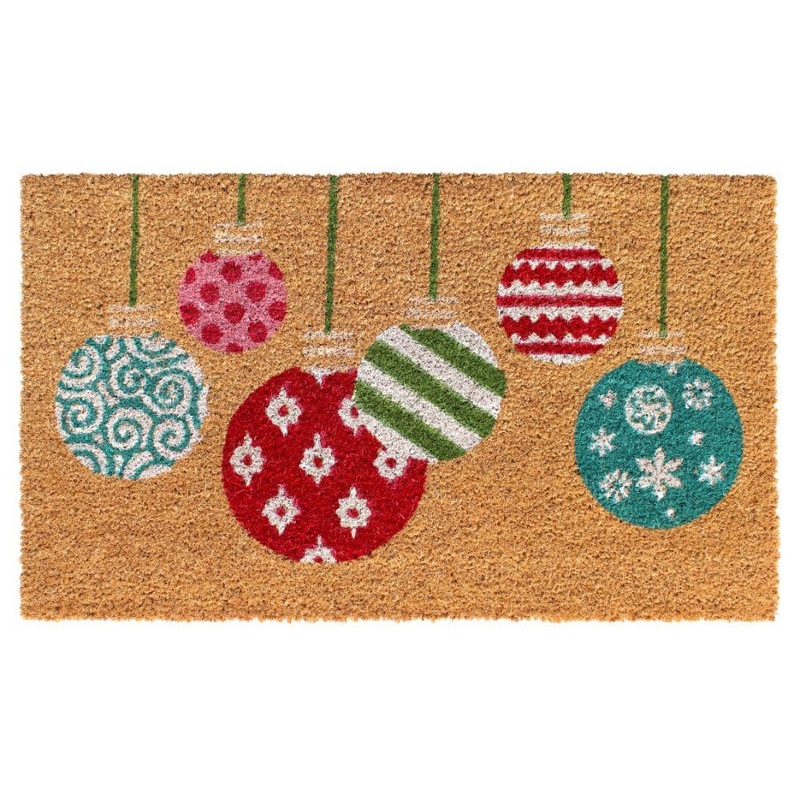 Unbranded Welcome Ornaments Natural 18 in. x 30 in. Coir Non-Slip Outdoor Door Mat DM9708