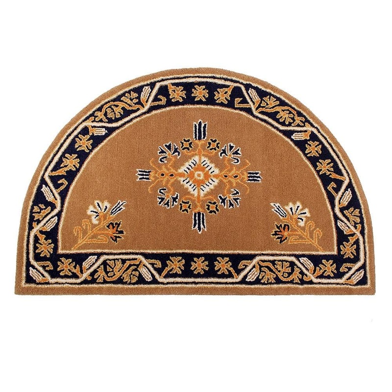 ACHLA DESIGNS Jardin Half Round Hearth Rug, 56 Inch Long, Cocoa H-614