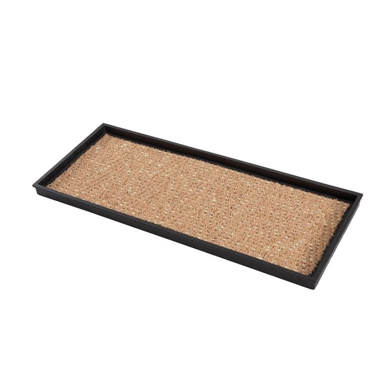 Anji Mountain 34.5 in. x 14 in. x 1.5 in. Natural and Recycled Rubber Boot Tray with Tan and Khaki Coir Insert AMB0BT3F-002