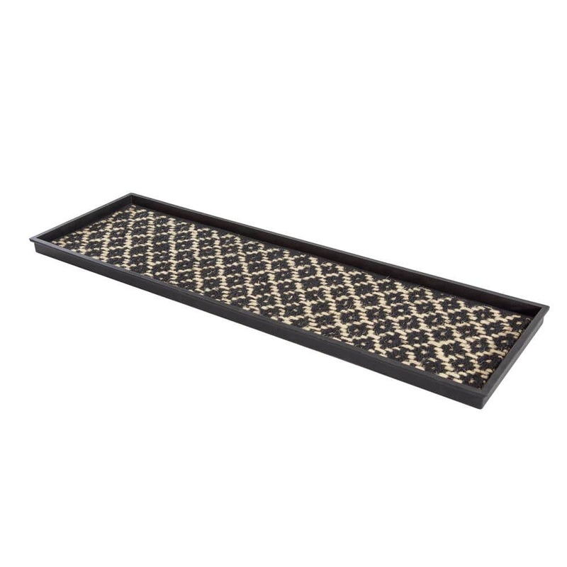 Anji Mountain 46.5 in. x 14 in. x 1.5 in. Natural and Recycled Rubber Boot Tray with Black and Ivory Coir Insert AMB0BT4F-005