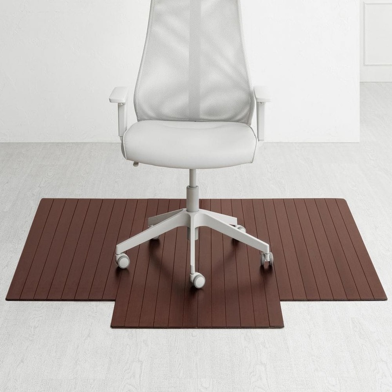 Anji Mountain Standard 5 mm Dark Brown Mahogany 55 in. x 57 in. Bamboo Roll-Up Office Chair Mat with Lip AMB24009