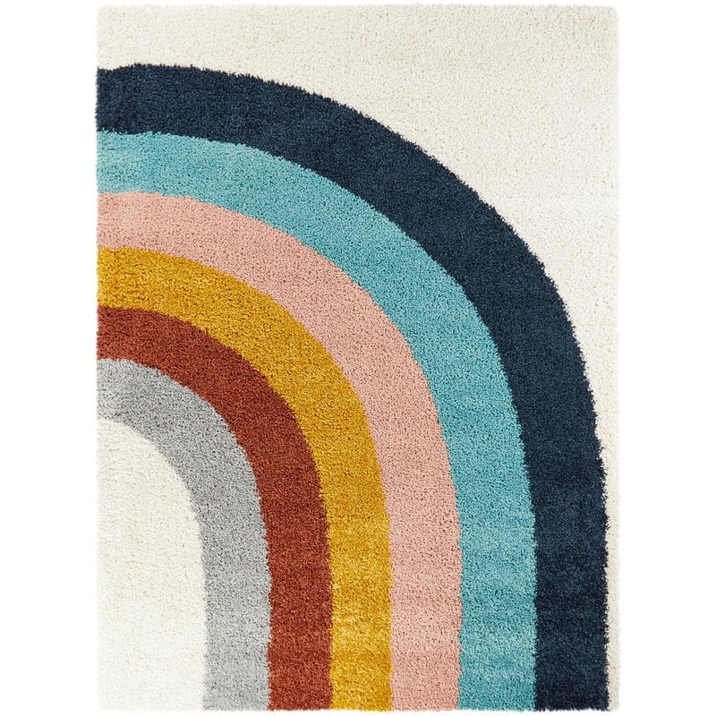BALTA Amelia Rainbow Shag White 5 ft. x 7 ft. Area Rug 3006106