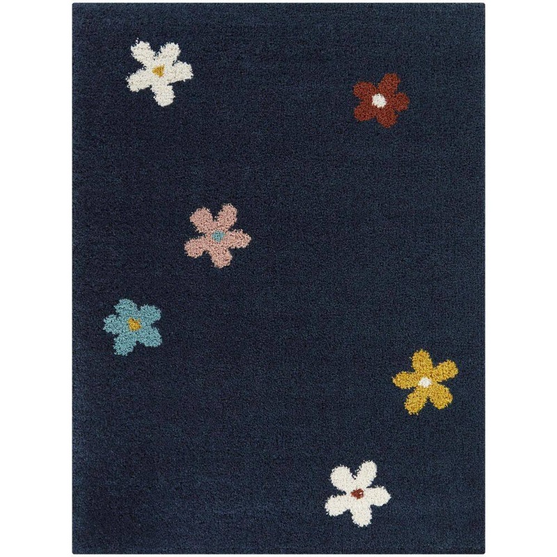 BALTA Floral Shag Navy 5 ft. 3 in. x 7 ft. Floral Area Rug 3098712