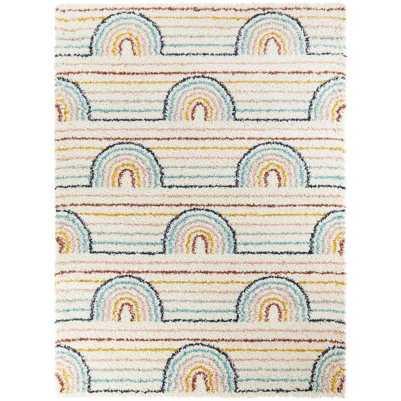 BALTA Hailey Rainbow Shag White 5 ft. x 7 ft. Area Rug 3006108