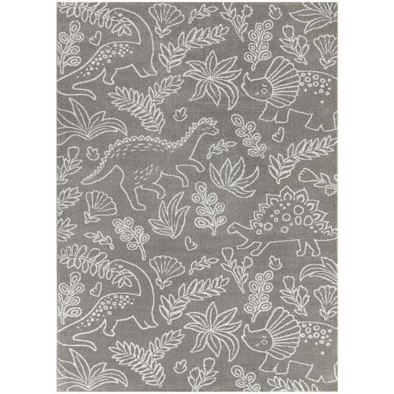 BALTA Happy Dinos Grey 5 ft. 3 in. x 7 ft. Novelty Area Rug 3098520