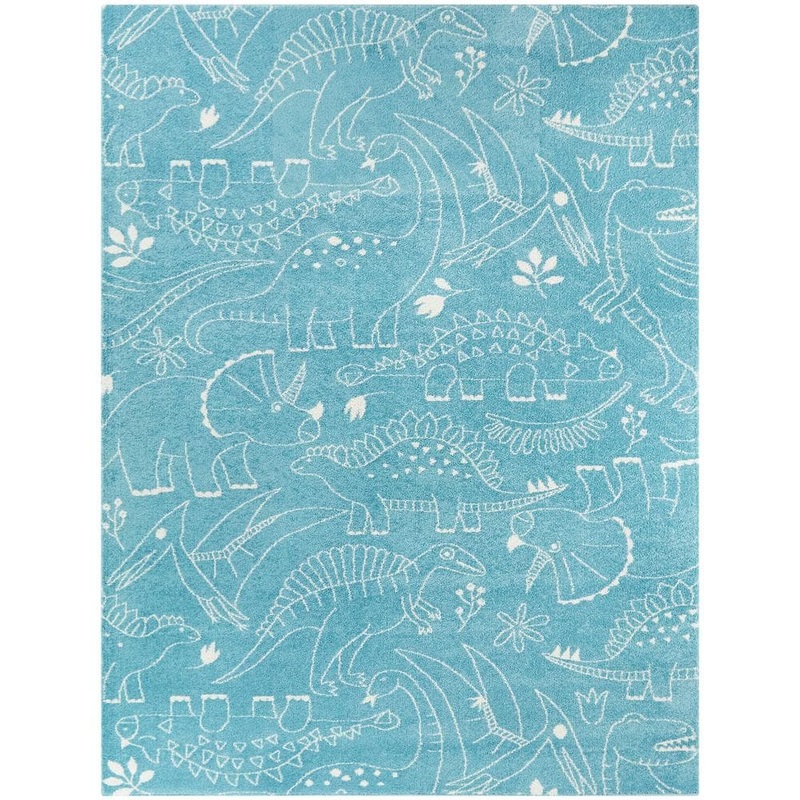 BALTA Parker Dinosaur Teal 5 ft. x 7 ft. Area Rug 3006719