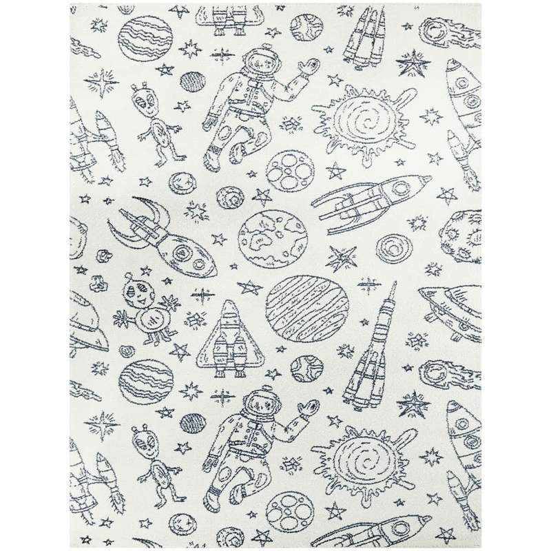 BALTA Space Rockets White 5 ft. x 7 ft. Area Rug 3006741