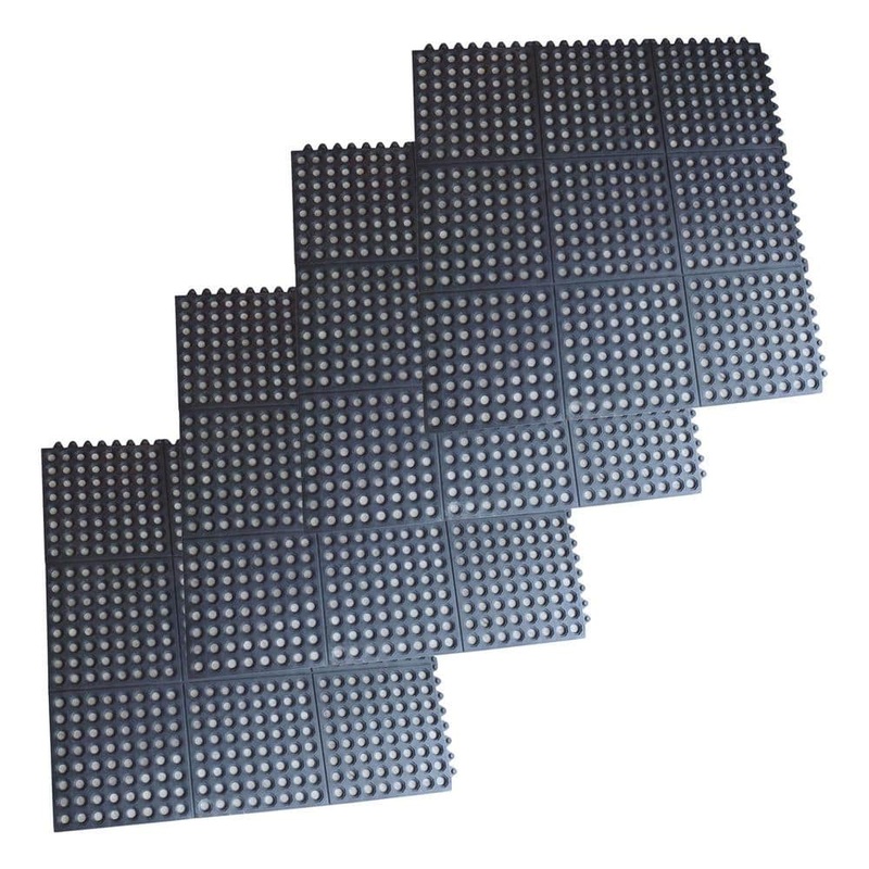 Buffalo Tools 36 in. x 36 in. Anti-Fatigue Rubber Interlocking Floor Mats (4-Pack) 807929