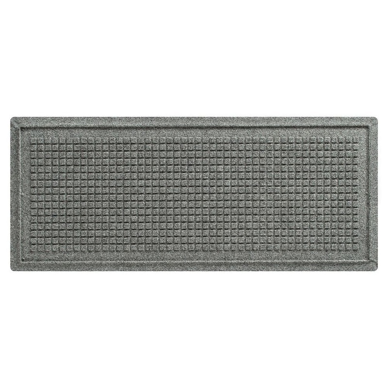 Bungalow Flooring Waterhog Squares 15 in. x 36 in. PET Polyester Indoor Outdoor Boot Tray Medium Gray 20447571536