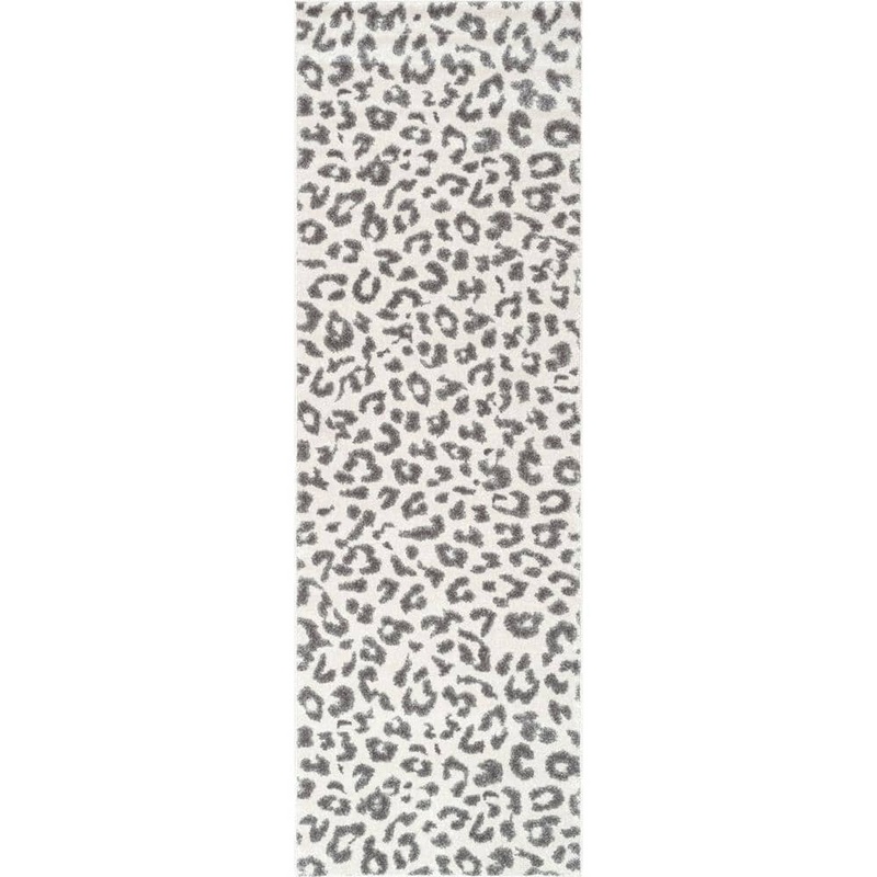 Home Decorators Collection Sebastian Leopard Print Gray 2 ft. x 8 ft. Rectangle Indoor Runner Area Rug RZBD61A-2808