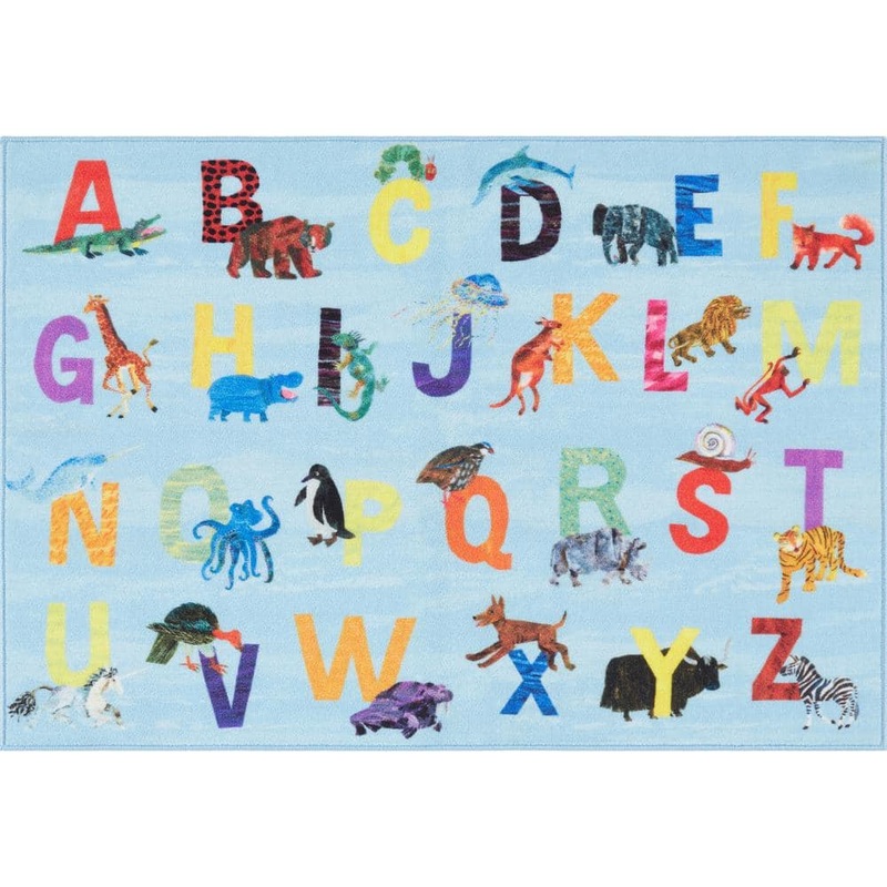 Home Dynamix Elementary Zoo Alphabet Blue/Orange 5 ft. x 7 ft. Kids Area Rug 2A-ECEM05