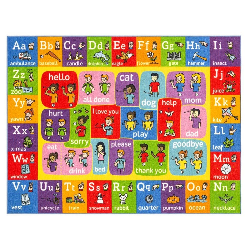 KC CUBS Multi-Color Kids Children Bedroom ABC Alphabet ASL Sign Language Educational Learning 8 ft. x 10 ft. Area Rug KCP010031-8×10