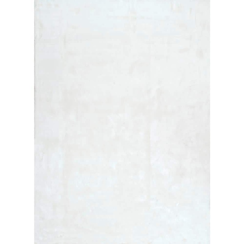nuLOOM Cloud Faux Sheepskin Plush Shag Ivory Doormat 3 ft. x 5 ft. Area Rug BIBL15A-305