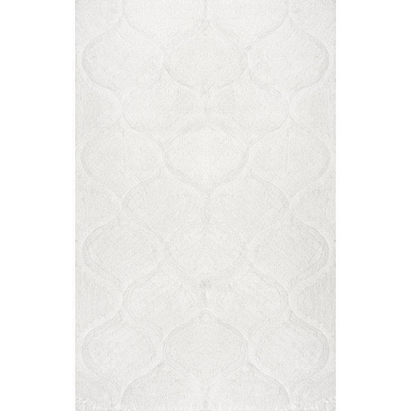 nuLOOM Elsha Trellis Shag White 8 ft. x 10 ft. Area Rug HJML01A-76096