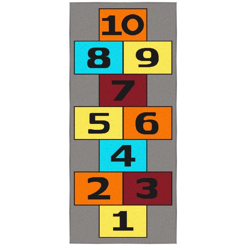 Ottomanson Children’s Garden Collection Non-Slip Rubberback Hopscotch 3×6 Kid’s Runner Rug, 2 ft. 7 in. x 6 ft., Gray/Multicolor CG1233-3X6