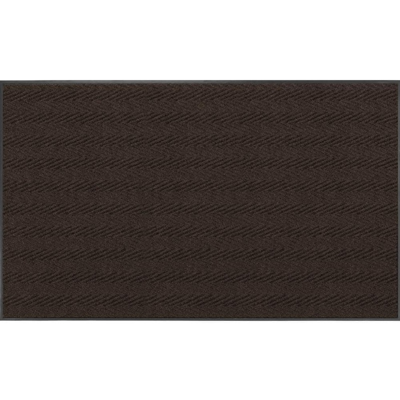 Unbranded Chevron Rib Dark Brown 3 ft. x 10 ft. Non-Slip Indoor Commercial Door Mat 01435140830001000A