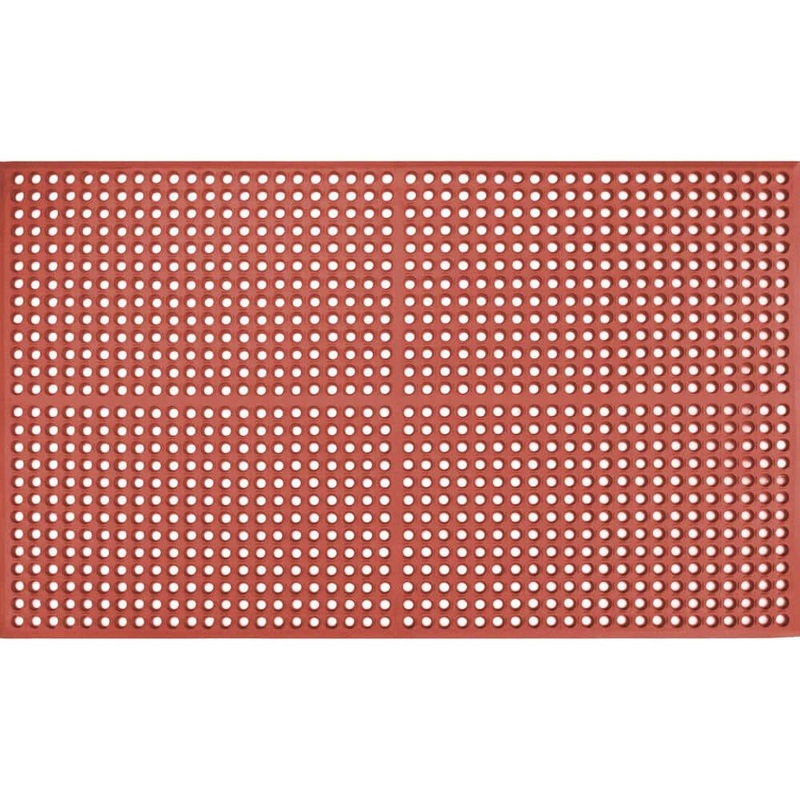 Unbranded Work Step 1/2 in. Red 3 ft. x 5 ft. Rubber Anti-Fatigue Indoor Commercial Floor Mat 3937801013×5
