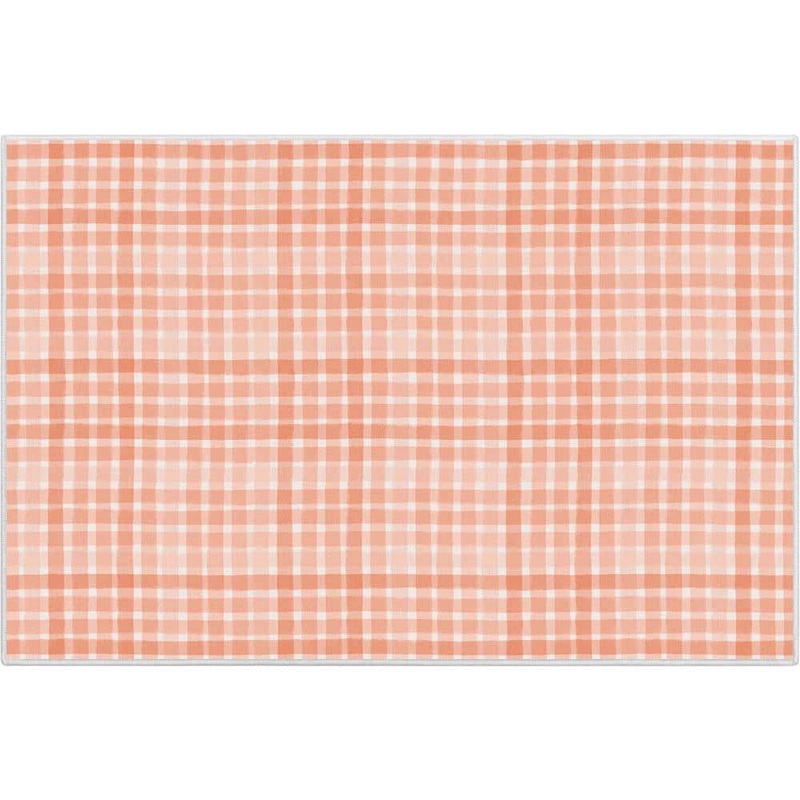 Well Woven Crayola Plaid Coral 3 ft. 3 in. x 5 ft. Area Rug CRA-18A-4