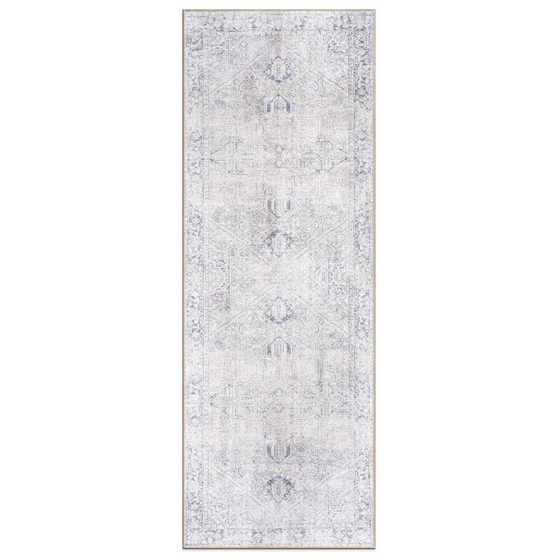 World Rug Gallery Amber Blue 2 ft. 6 in. x 7 ft. Vintage Boho Medallion Machine Washable Non Slip Runner Rug 6025BLUE2X7
