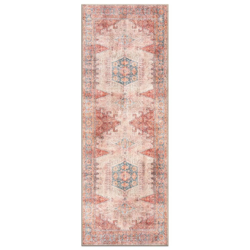 World Rug Gallery Amber Multi 2 ft. 6 in. x 10 ft. Vintage Bohemian Machine Washable Non Slip Runner Rug 6024MULTI2X10