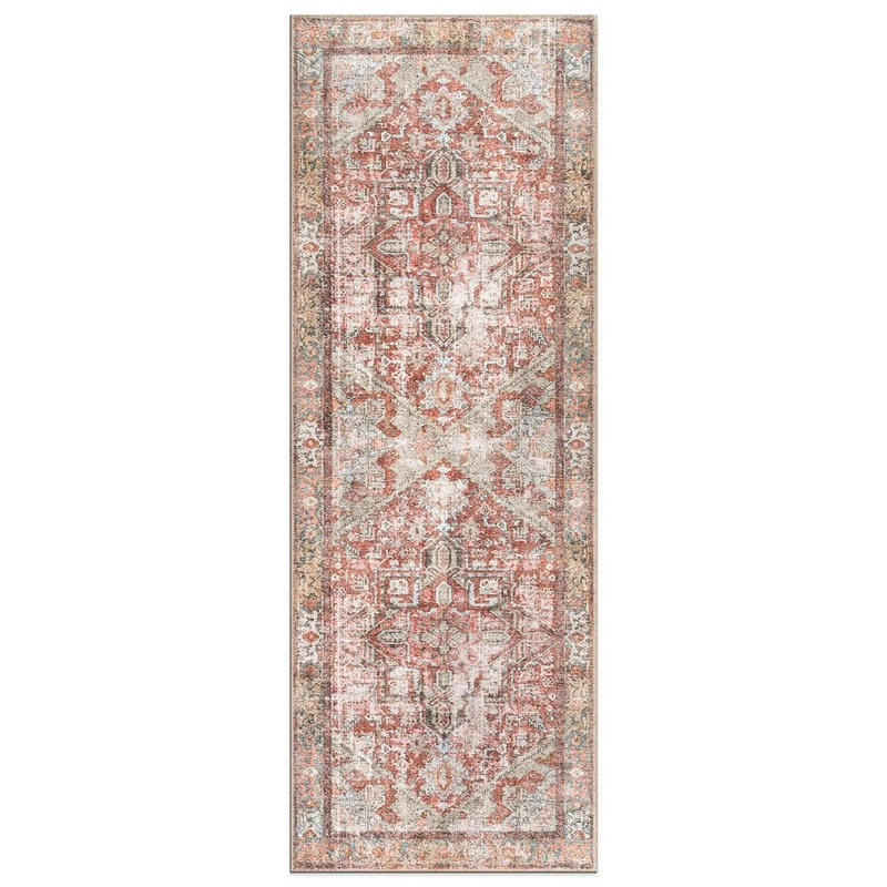 World Rug Gallery Amber Multi 2 ft. 6 in. x 7 ft. Vintage Boho Medallion Machine Washable Non Slip Runner Rug 6025MULTI2X7