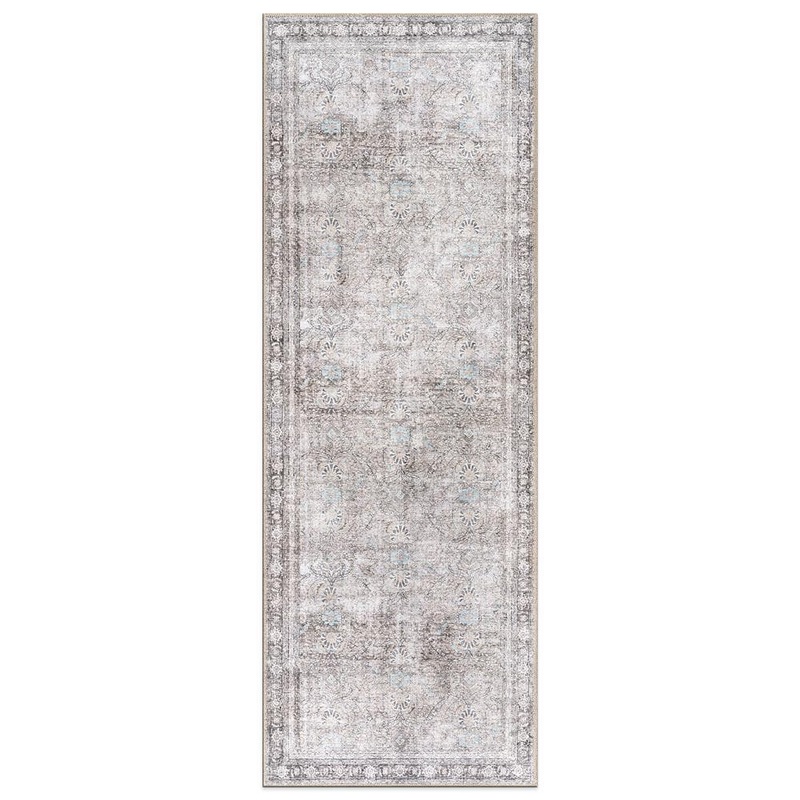 World Rug Gallery Amber Olive 2 ft. 6 in. x 10 ft. Vintage Inspired Machine Washable Non Slip Runner Rug 6029OLIVE2X10