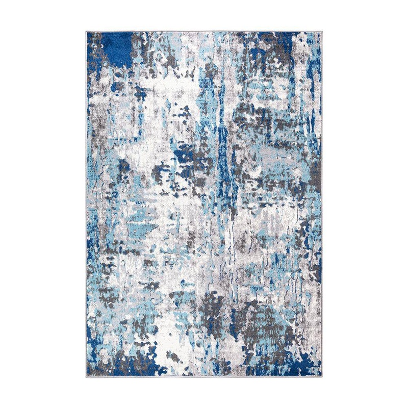 World Rug Gallery Blue 7 ft. 10 in. x 10 ft. Distressed Modern Abstract Area Rug 2085BLUE8X10