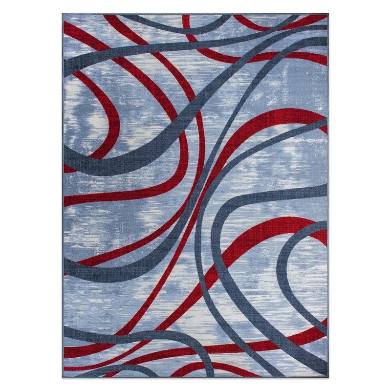 World Rug Gallery Contemporary Distressed Red 5 ft. x 7 ft. Abstract Lines Non Slip Area Rug WR22RED5X7