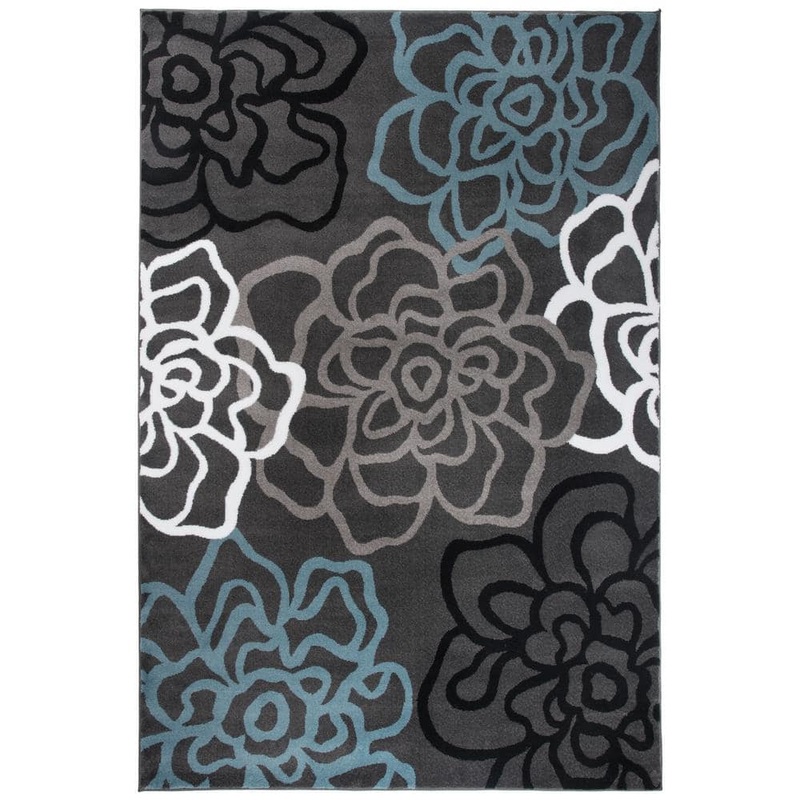 World Rug Gallery Contemporary Floral Dark Gray 7 ft. 10 in. x 10 ft. 2 in. Indoor Area Rug 108D.Gray8x10