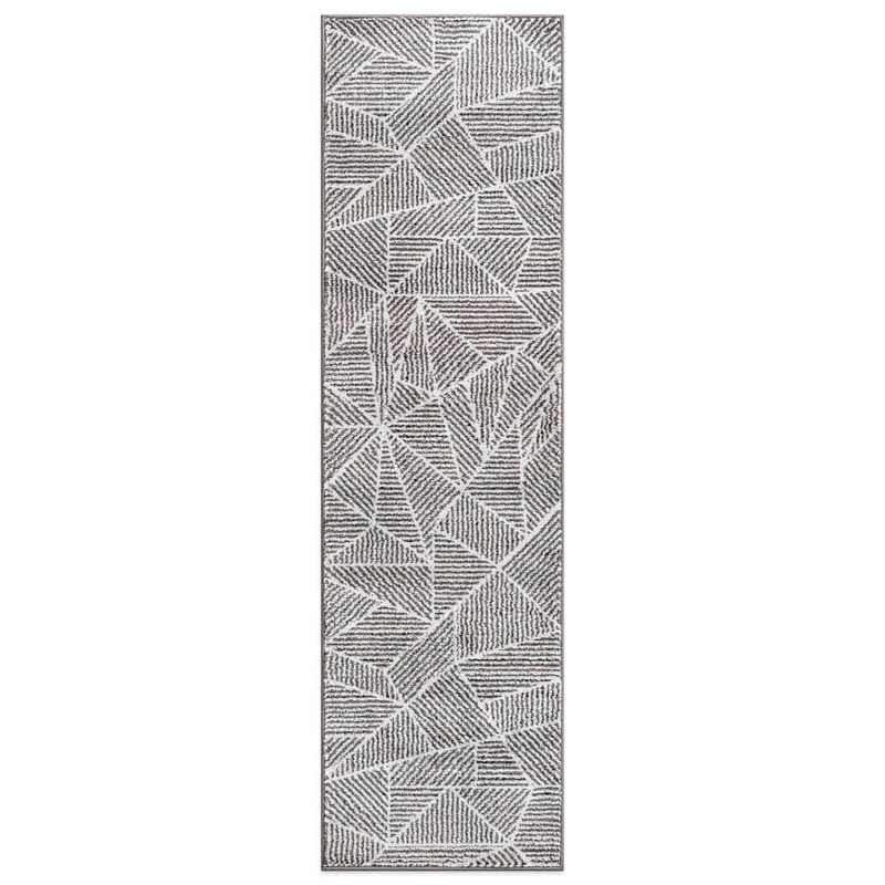 World Rug Gallery Contemporary Geometric Brown 2 ft. x 7 ft. Stripe Runner Rug WR36BROWN2X7