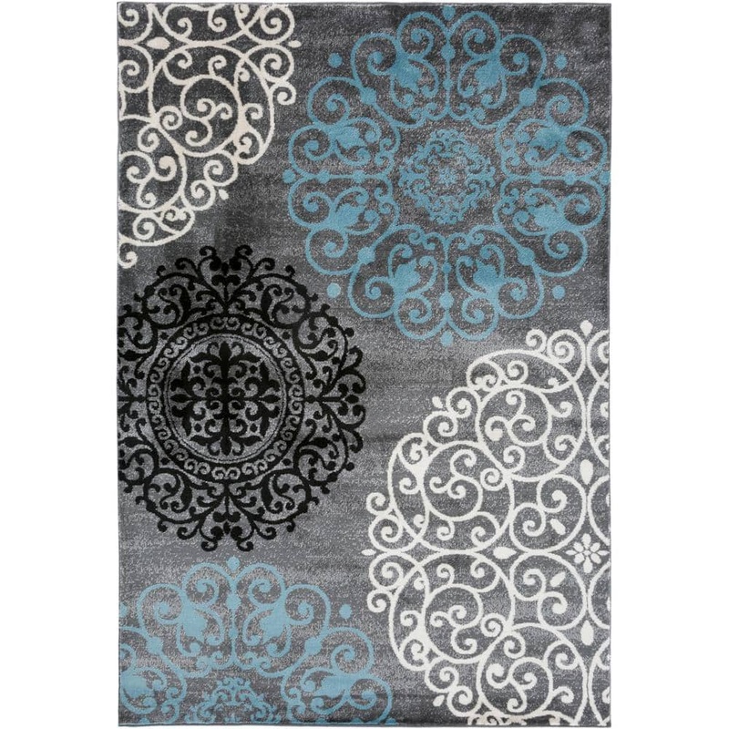 World Rug Gallery Contemporary Gray 5 ft. 3 in. x 7 ft. 3 in. Floral Indoor Area Rug 303Gray5x8