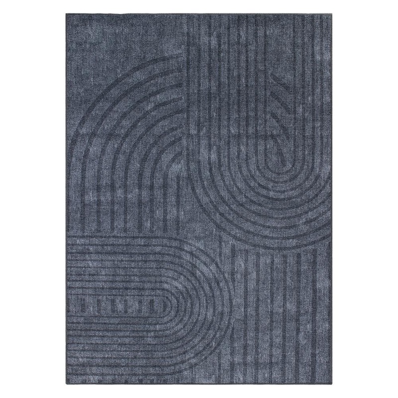 World Rug Gallery Contemporary Lines Machine Washable 10 ft. x 14 ft. Dark Gray Area Rug 5073DARKGRAY10X14