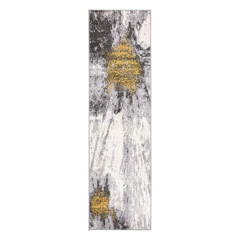 World Rug Gallery Contemporary Modern Abstract Yellow 2 ft. x 7 ft. Runner Area Rug 6011YELLOW2X7
