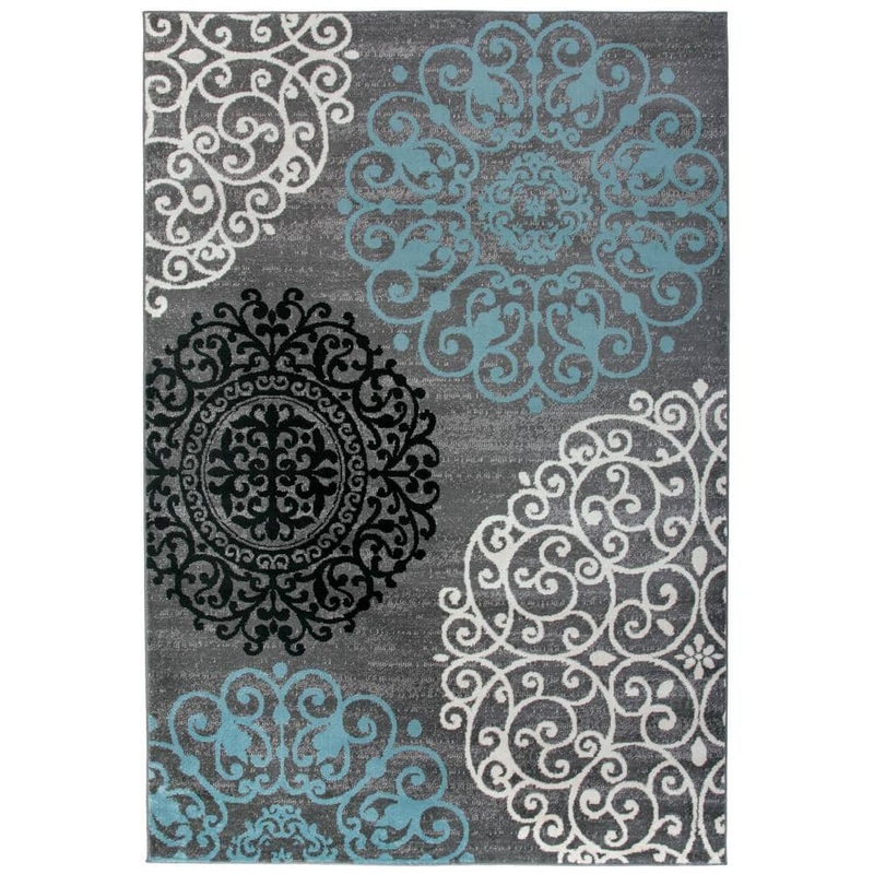 World Rug Gallery Contemporary Modern Floral Gray 6 ft. 6 in. x 9 ft. Area Rug 303Gray6x9