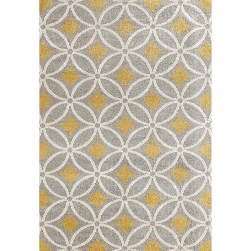 World Rug Gallery Contemporary Trellis Chain Gray/Yellow 5 ft. x 7 ft. Area Rug 9104 Gray-Yellow 5′ X 7′