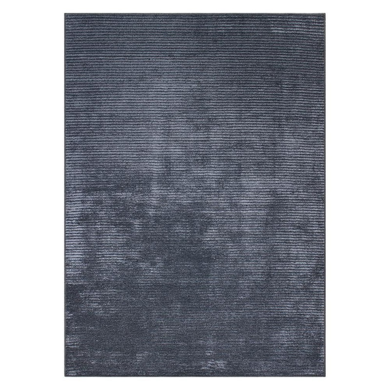 World Rug Gallery Dark Gray 10 ft. x 14 ft. Contemporary Distressed Stripe Machine Washable Area Rug 5079DARKGRAY10X14