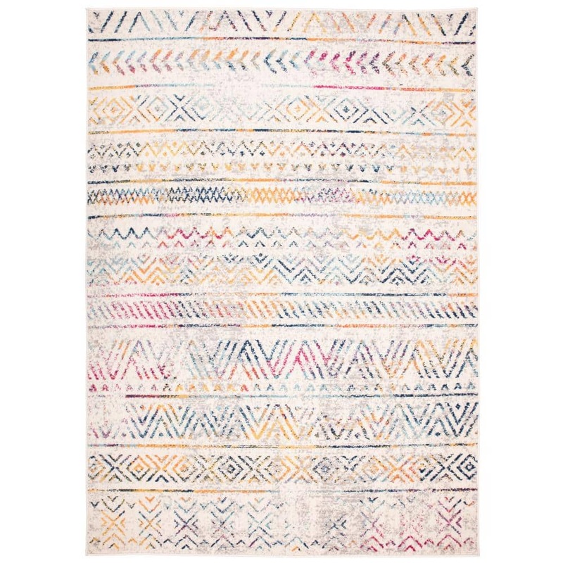 World Rug Gallery Geometric Distressed Bohemian 7 ft. 10 in. x 10 ft. Multi Area Rug MON843Multi8x10