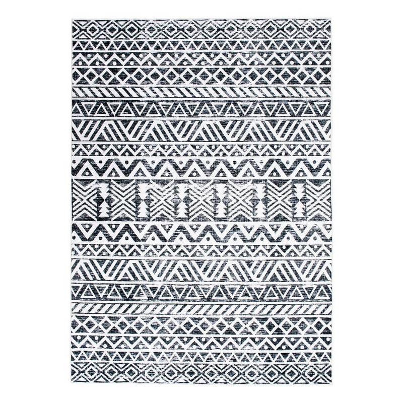 World Rug Gallery Gray 5 ft. x 7 ft. Contemporary Distressed Geometric Machine Washable Area Rug 7019GRAY5X7
