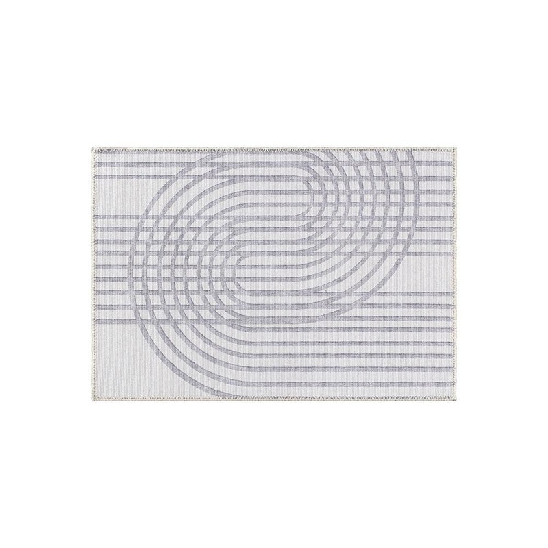 World Rug Gallery Ivory 2 ft. 1 in. x 3 ft. Contemporary Lines Machine Washable Area Rug 5072IVORY2X3