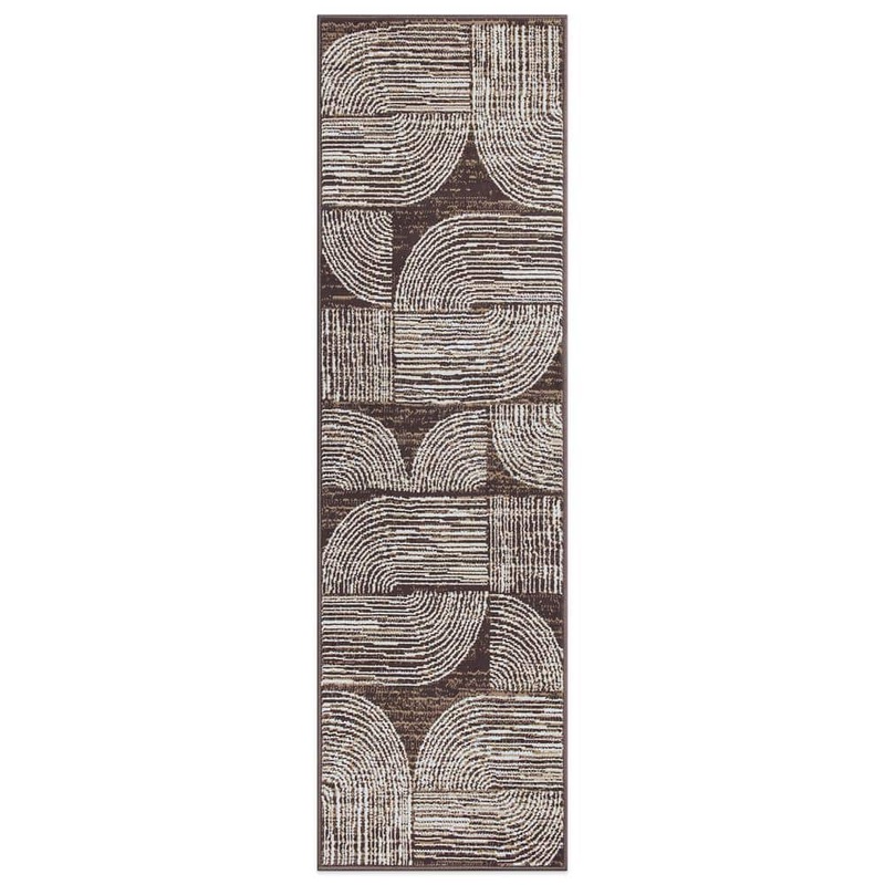 World Rug Gallery Milan Brown 2 ft. x 7 ft. Contemporary Bohemian Arch Runner Rug 3022BROWN2X7