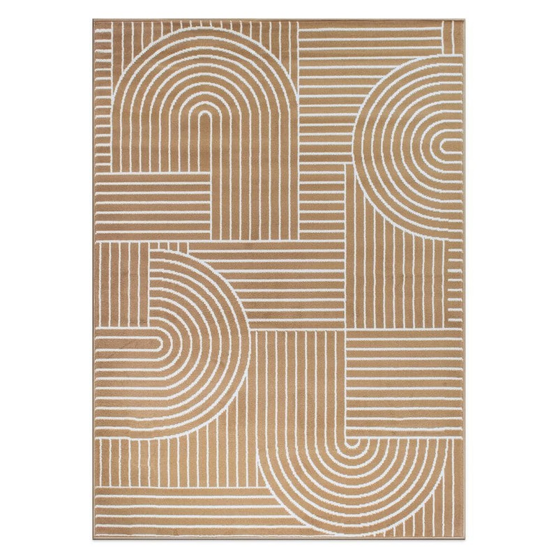 World Rug Gallery Milan Brown 5 ft. x 7 ft. Contemporary Stripe Arch Design Area Rug 3017BROWN5X7