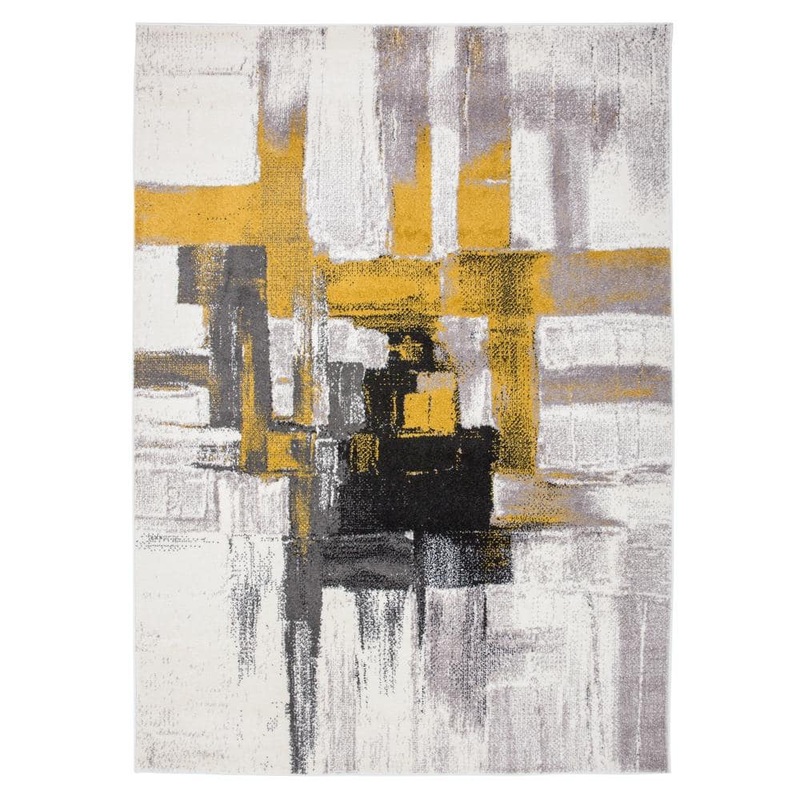 World Rug Gallery Modern Contemporary Abstract Gold 7 ft. 10 in. x 10 ft. Indoor Area Rug 950-Gold-8×10
