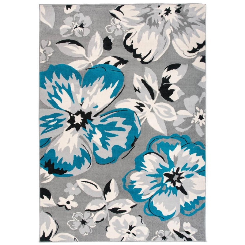 World Rug Gallery Modern Contemporary Floral Design Blue 10 ft. x 14 ft. Indoor Area Rug 9098Blue10x14