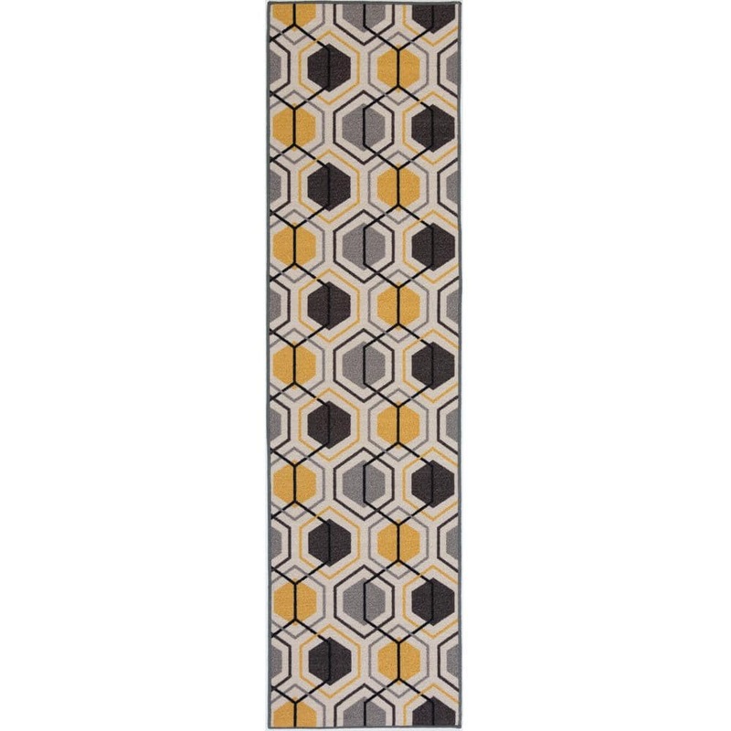 World Rug Gallery Modern Geometric Stripe Non-Slip (Non-Skid) Yellow 1 ft. 10 in. x 7 ft. Indoor Runner Rug 511Yellow2x8