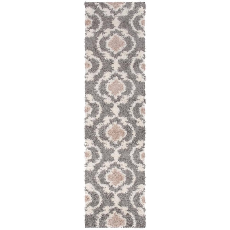 World Rug Gallery Moroccan Trellis Cozy Shag Gray 2 ft. x 7 ft. 2 in. Indoor Runner Rug 2525Gray2x8