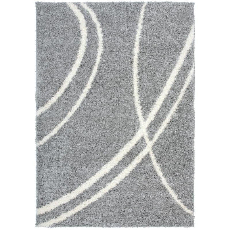 World Rug Gallery Soft Contemporary Stripe Cozy Shag Light Gray 3 ft. 3 in. x 5 ft. Indoor Area Rug 2727L.Gry3x5