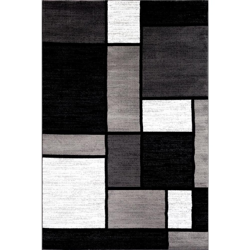WRG Alpine Gray 4 ft. x 6 ft. Contemporary Modern Boxes Area Rug 106GRAY4x6