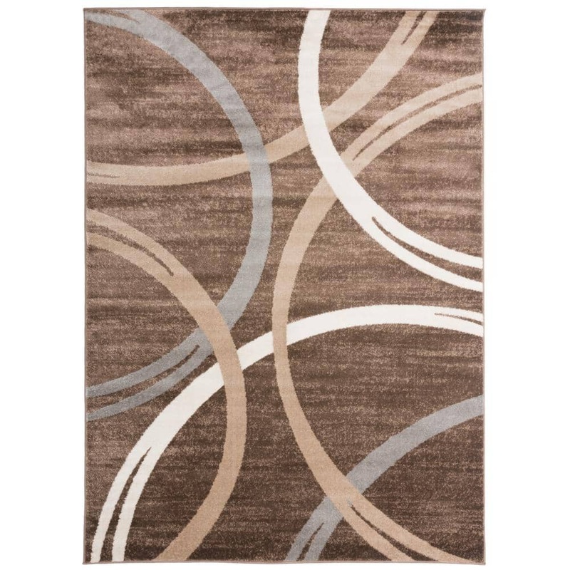 WRG Brown 10 ft. x 14 ft. Modern Abstract Circles Design Area Rug 377Brown10x14