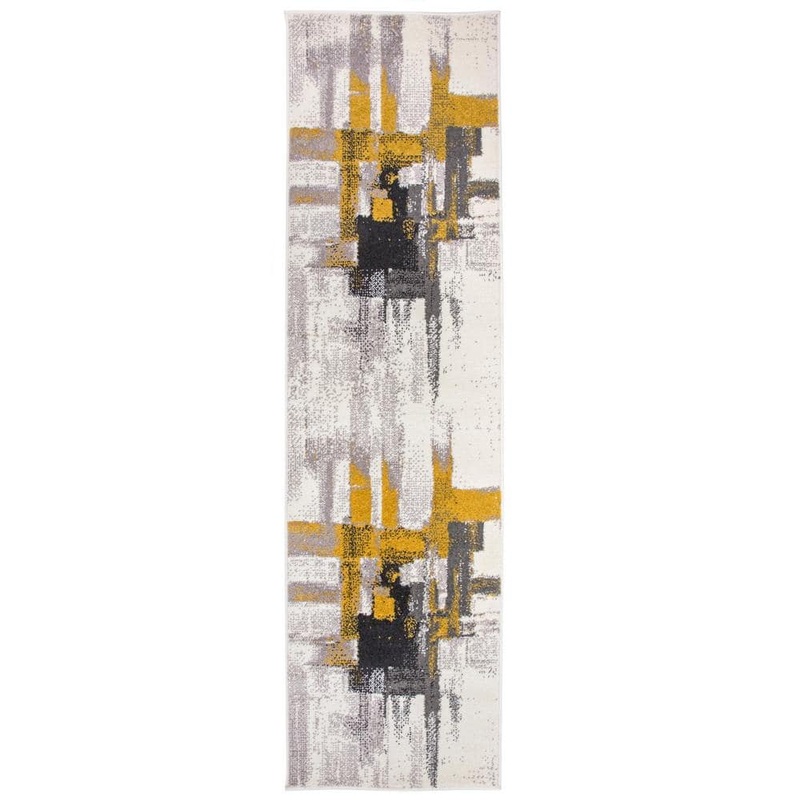 WRG Nevada Gold 2 ft. 7 in. x 6 ft. Modern Contemporary Abstract Indoor Runner Rug 950GOLD27X6
