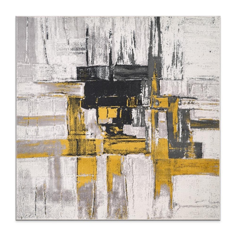 WRG Nevada Gold 6 ft. 6 in. x 6 ft. 6 in. Square Modern Contemporary Abstract Indoor Area Rug 950GOLD6SQ
